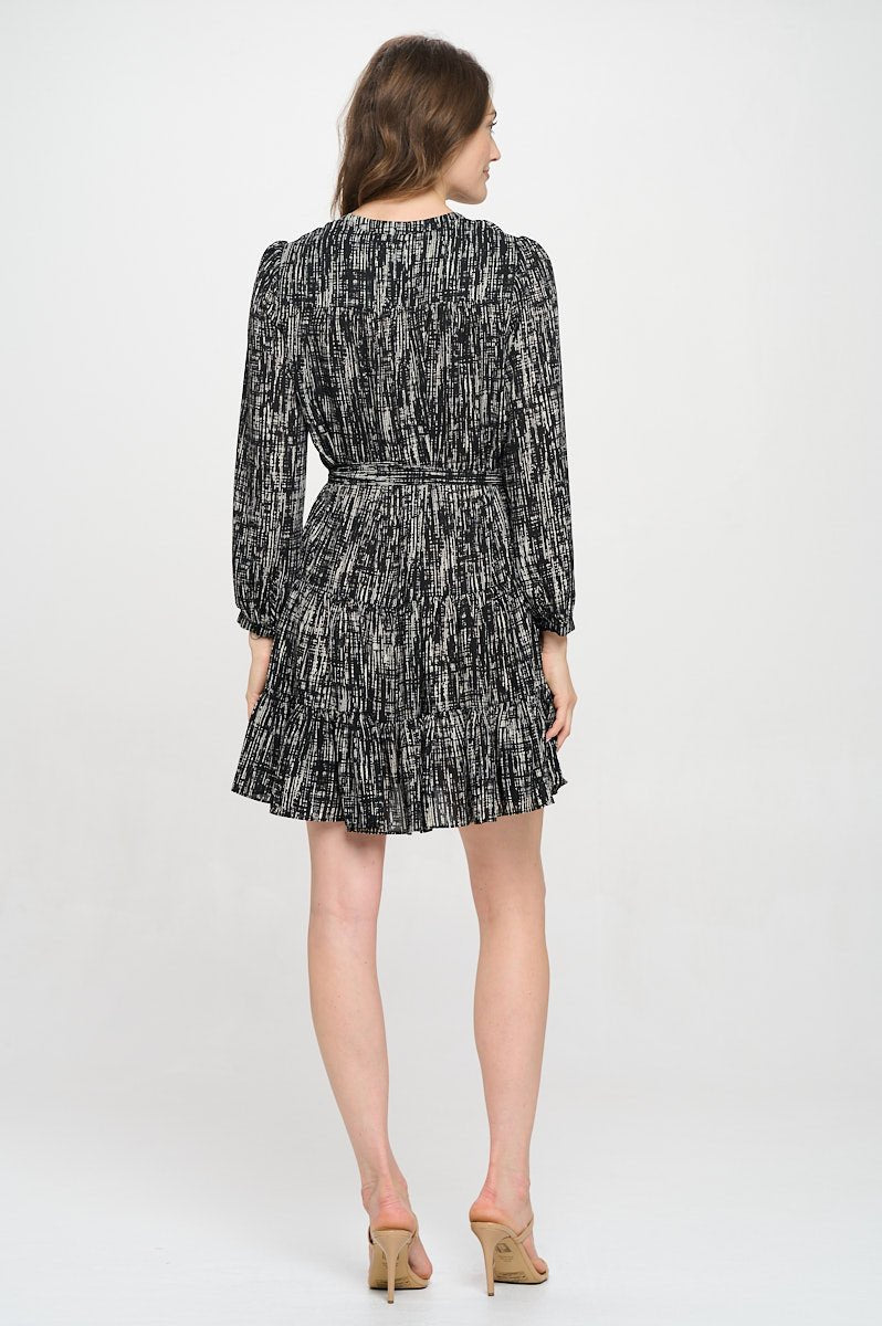 Image of West K Eva Long Sleeve Tiered Dress Black White