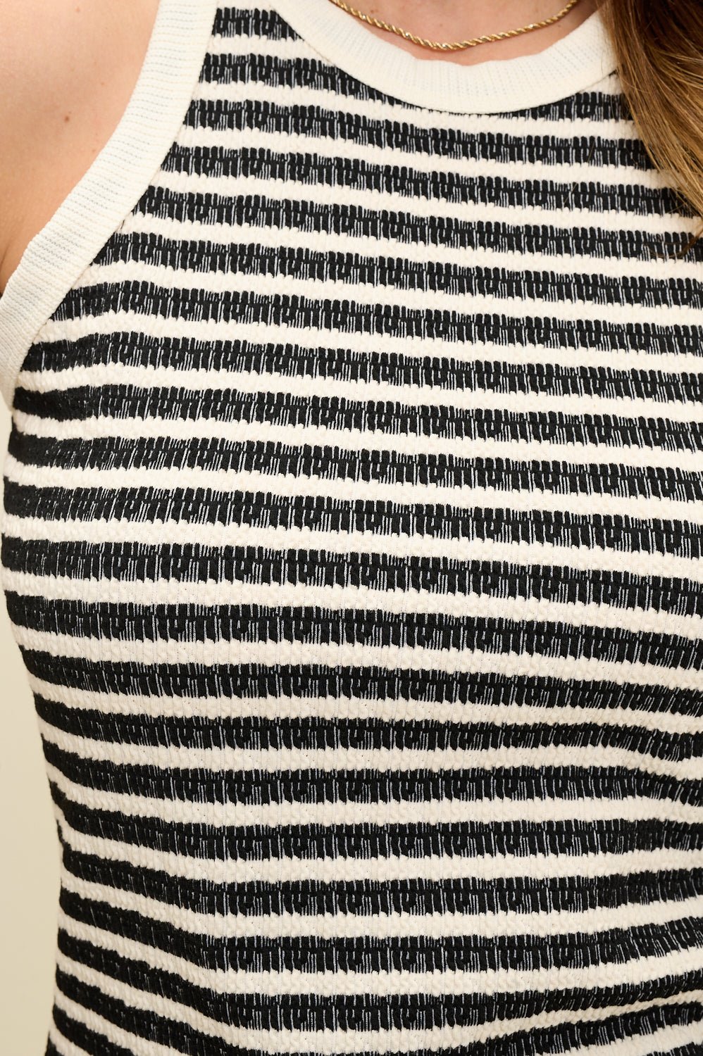 Image of West K Evadne Stripe Knit Tank Black White Stripe