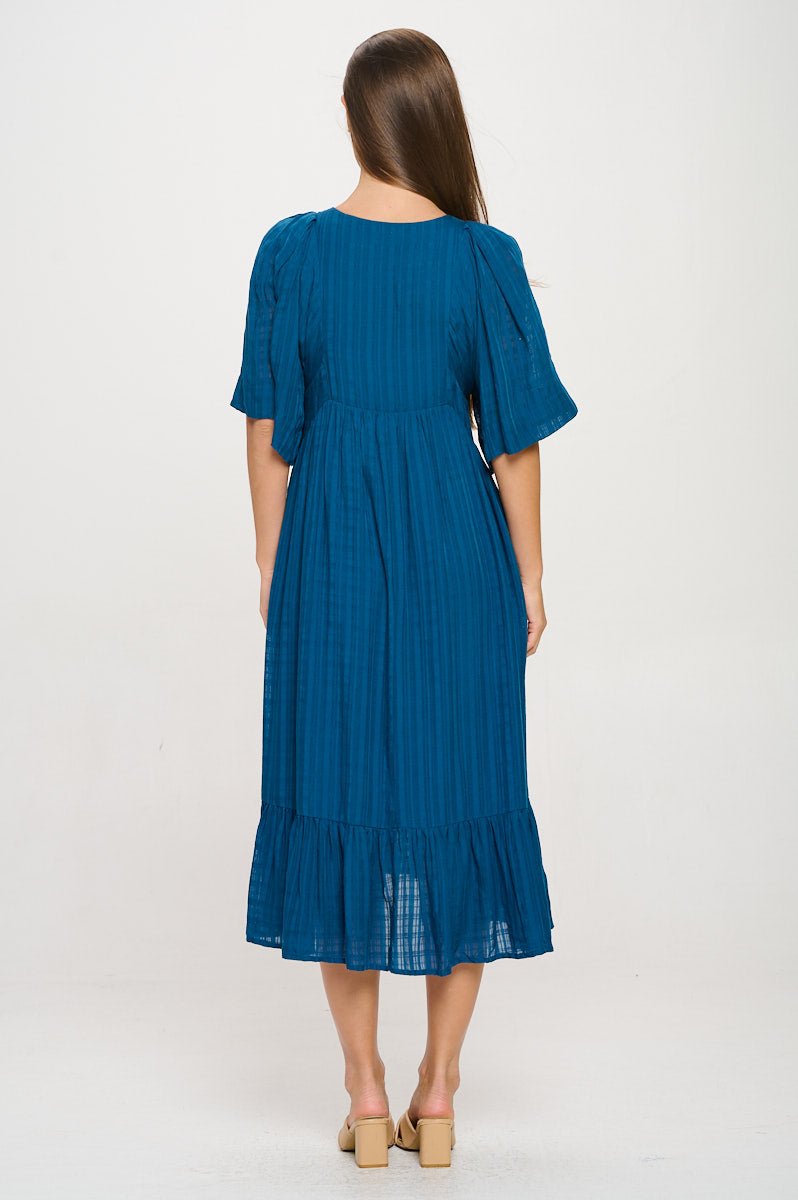 Image of West K Everly Flowy Tiered Dress with Tassels Teal Blue