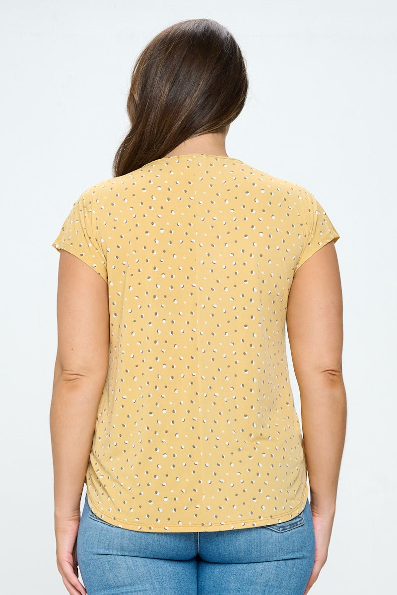 Image of West K Freya Plus Size Dolman Sleeve Surplice Top Yellow Dot