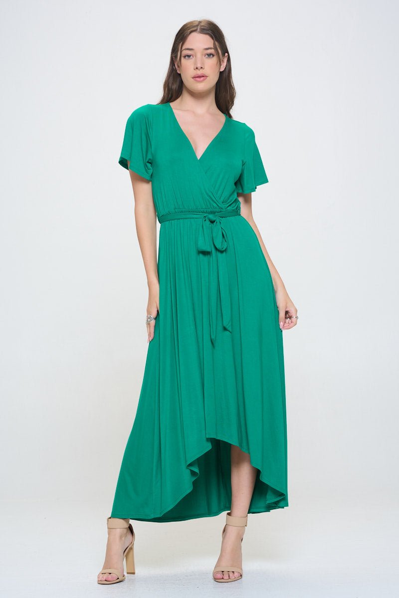 Image of West K Georgia Faux Wrap Hi - Lo Knit Dress Kelly Green