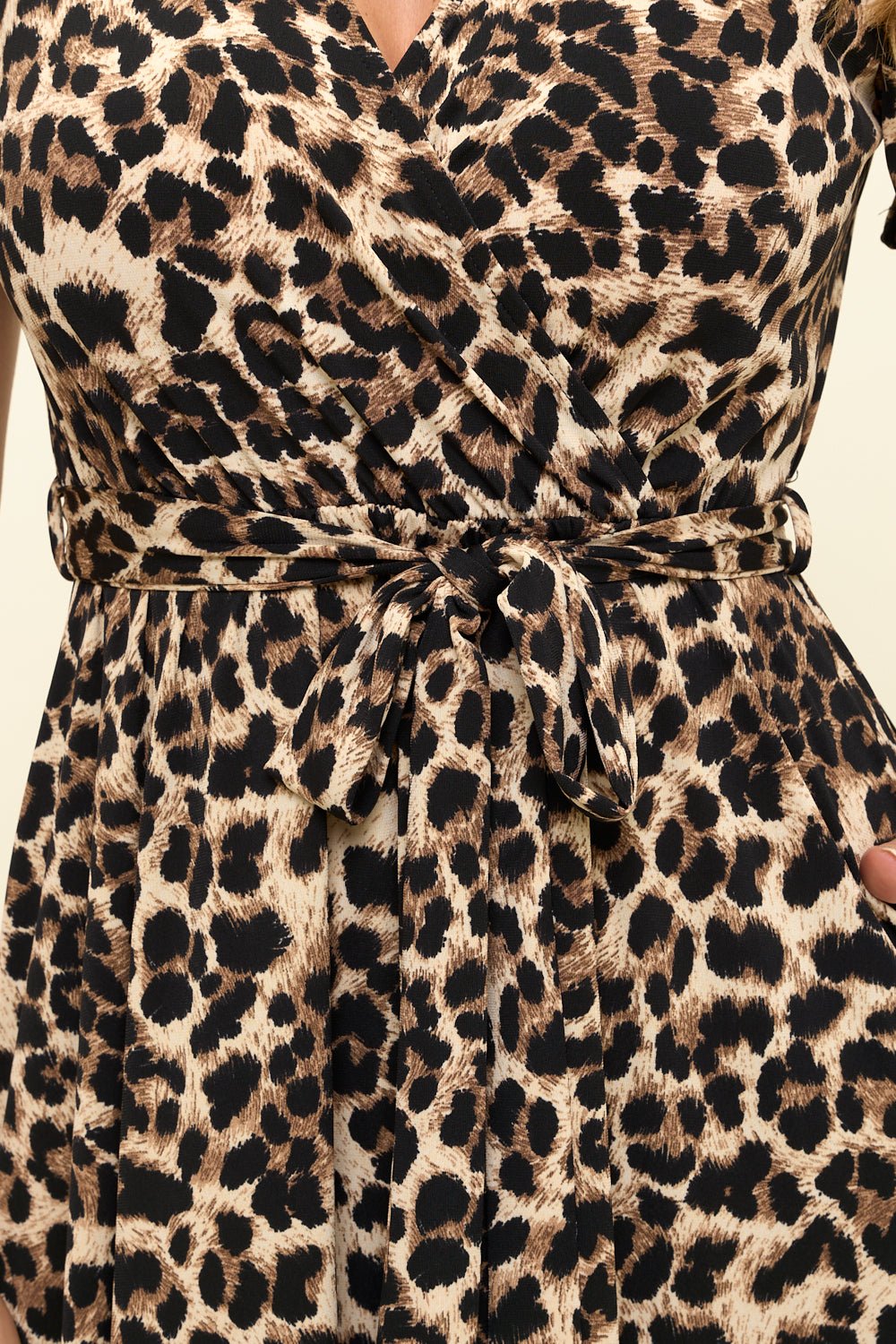 Image of West K Georgia Faux Wrap Knit Dress Animal Print