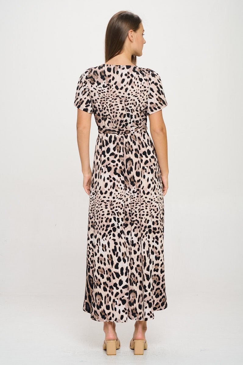 Image of West K Georgia Faux Wrap Knit Dress Animal Print