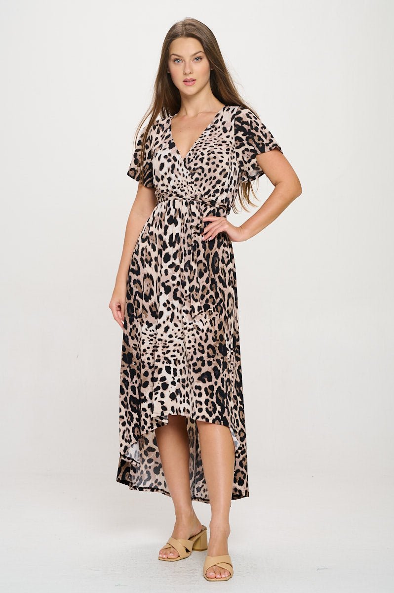 Image of West K Georgia Faux Wrap Knit Dress Animal Print