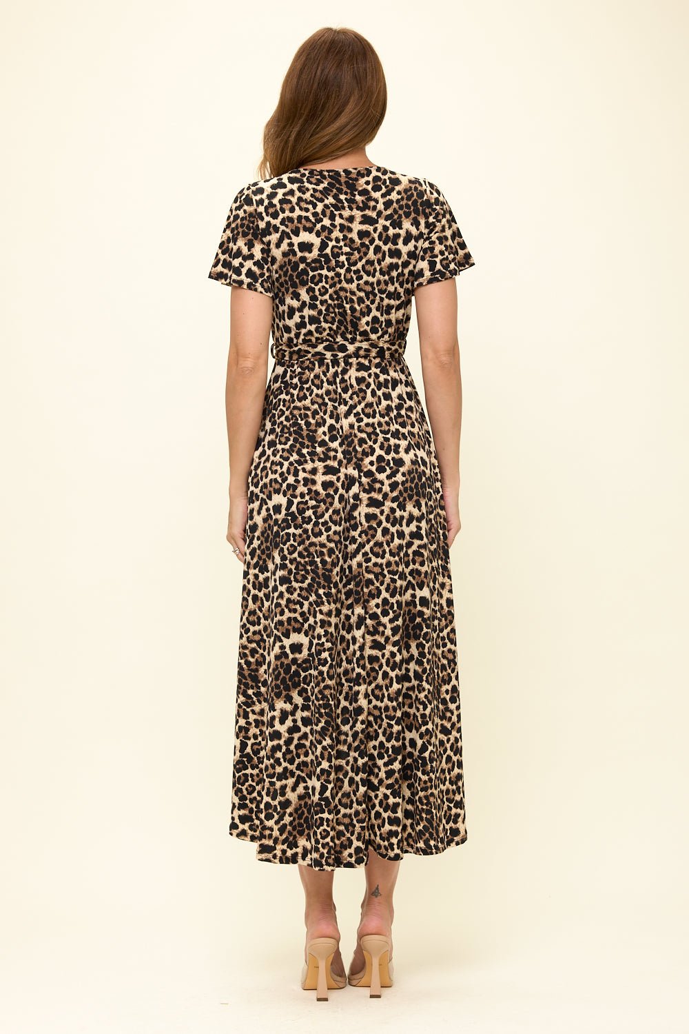 Image of West K Georgia Faux Wrap Knit Dress Animal Print