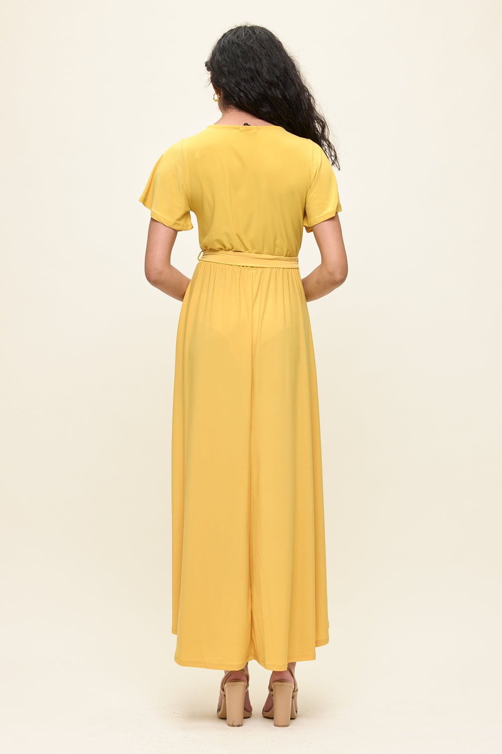 Image of West K Georgia Faux Wrap Knit Dress Mustard