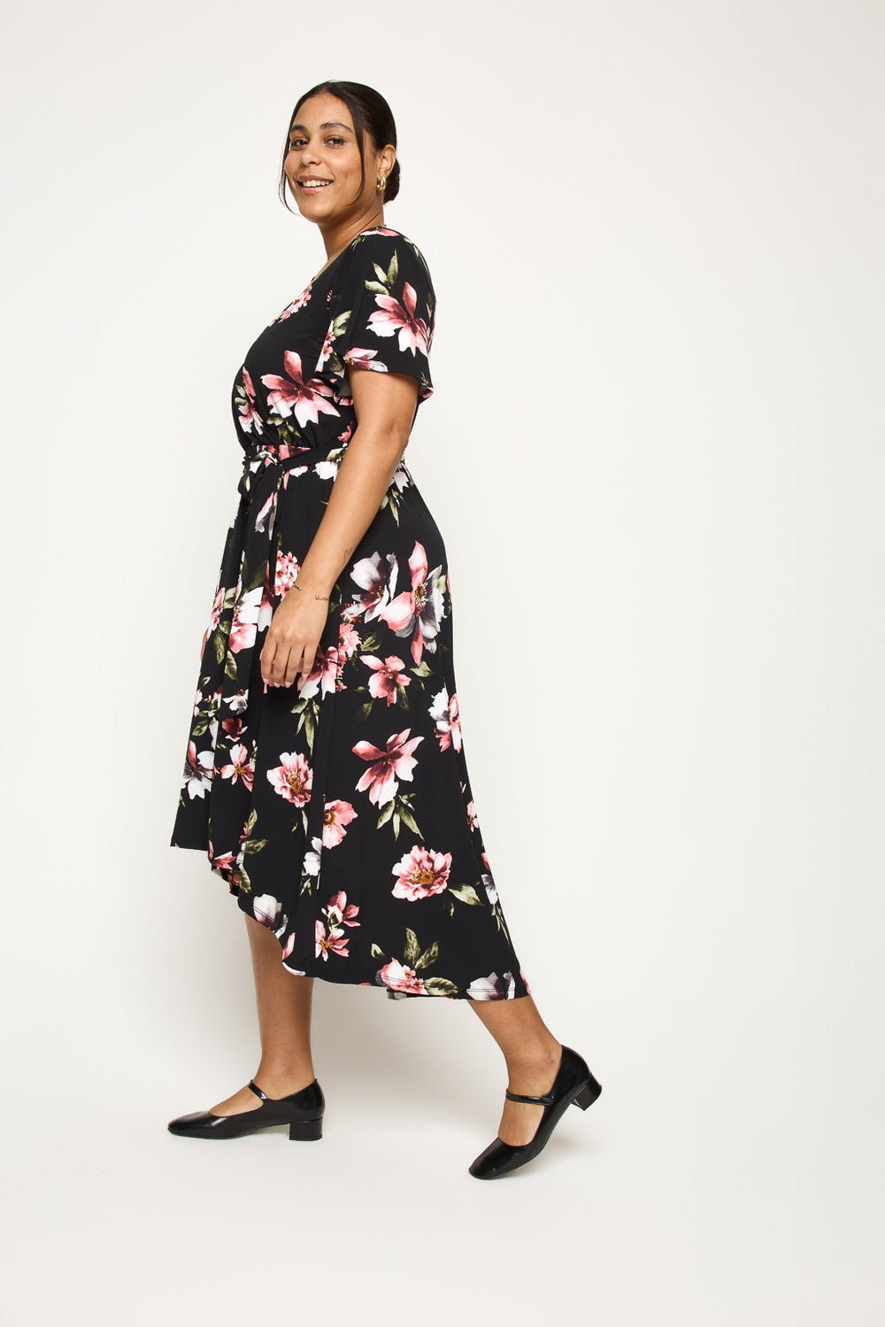 Image of West K Georgia Plus Size Wrap Dress Black Floral