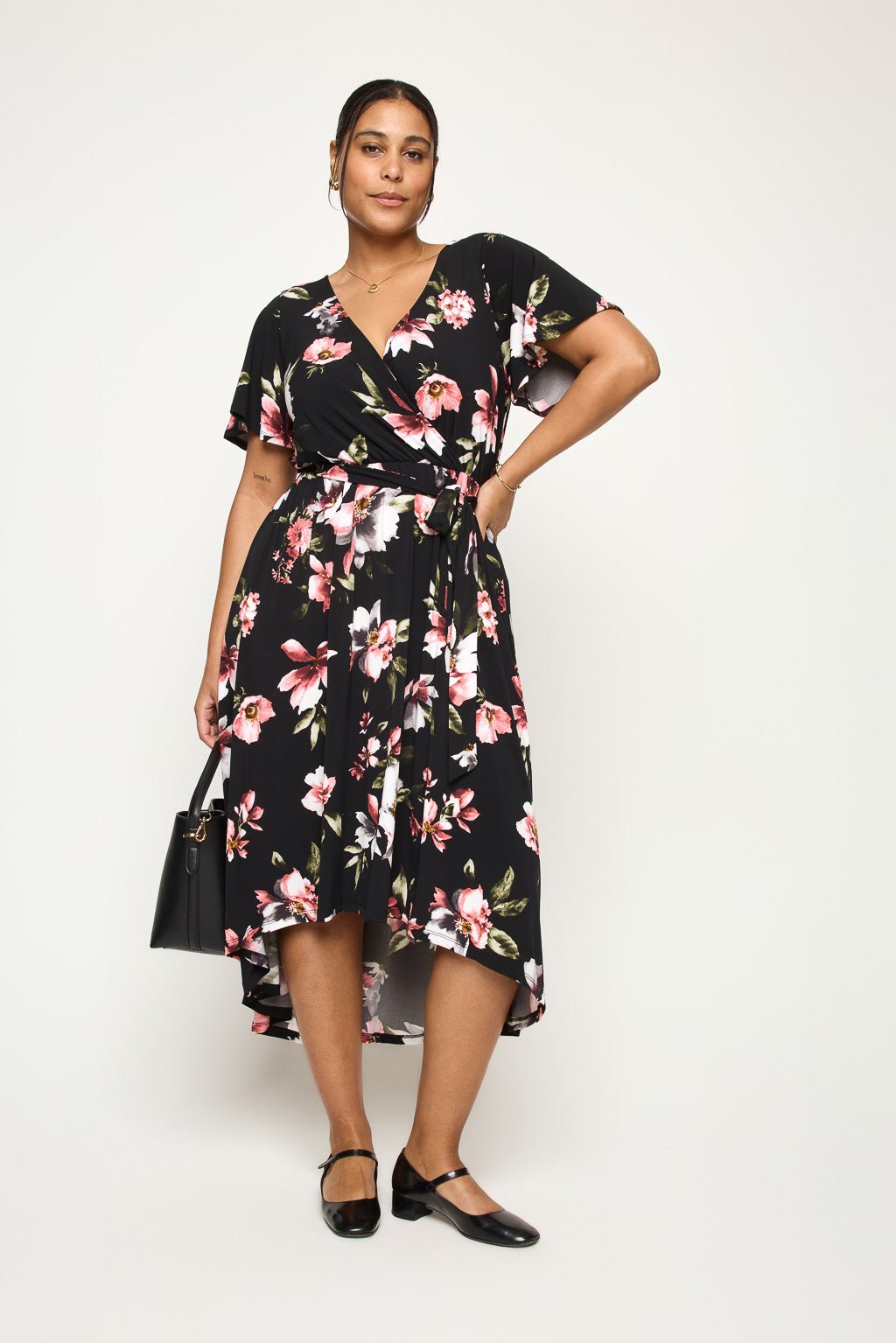 Image of West K Georgia Plus Size Wrap Dress Black Floral