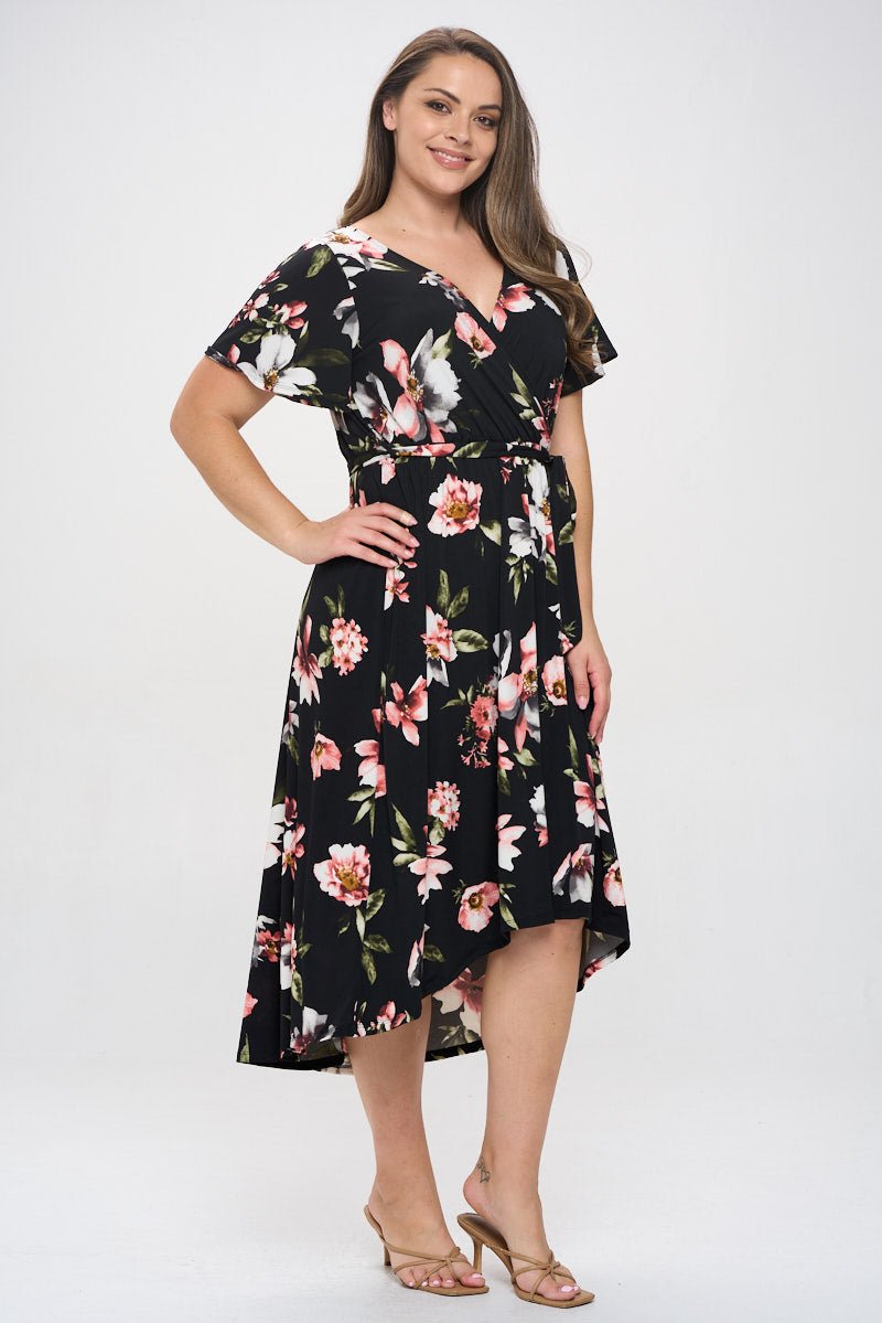 Image of West K Georgia Plus Size Wrap Dress Black Floral