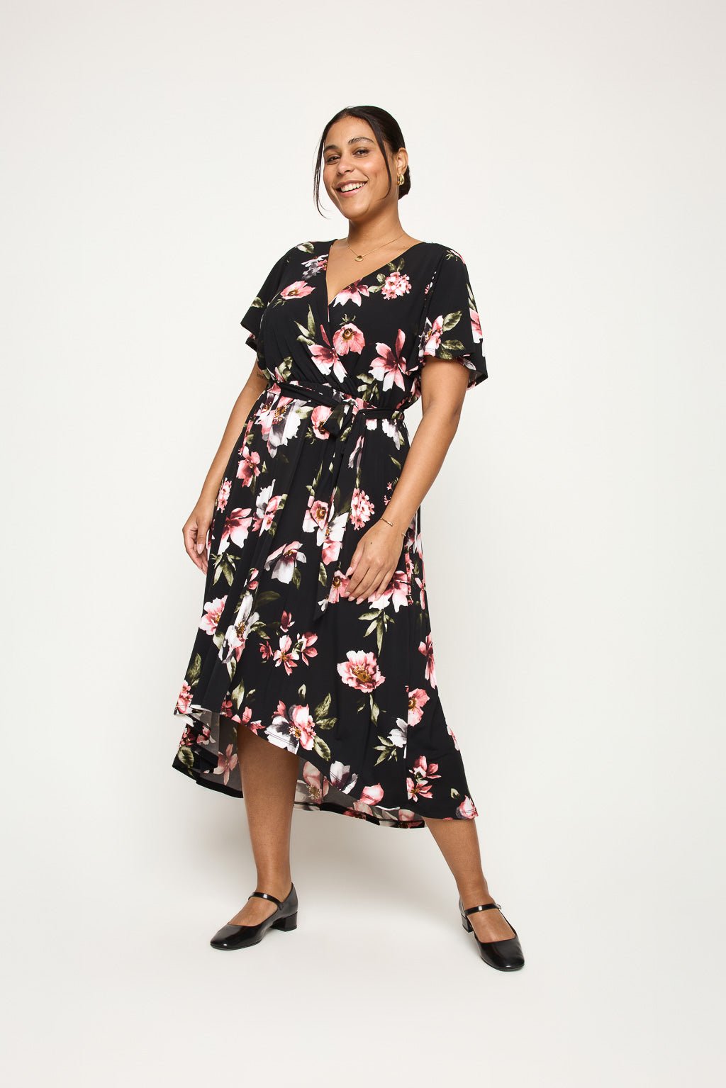 Image of West K Georgia Plus Size Wrap Dress Black Floral