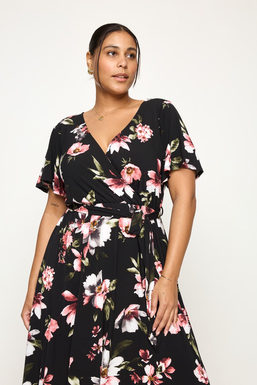 Image of West K Georgia Plus Size Wrap Dress Black Floral