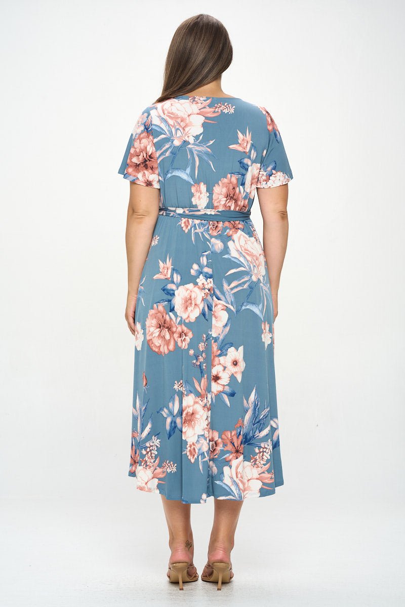 Image of West K Georgia Plus Size Wrap Dress Blue Floral