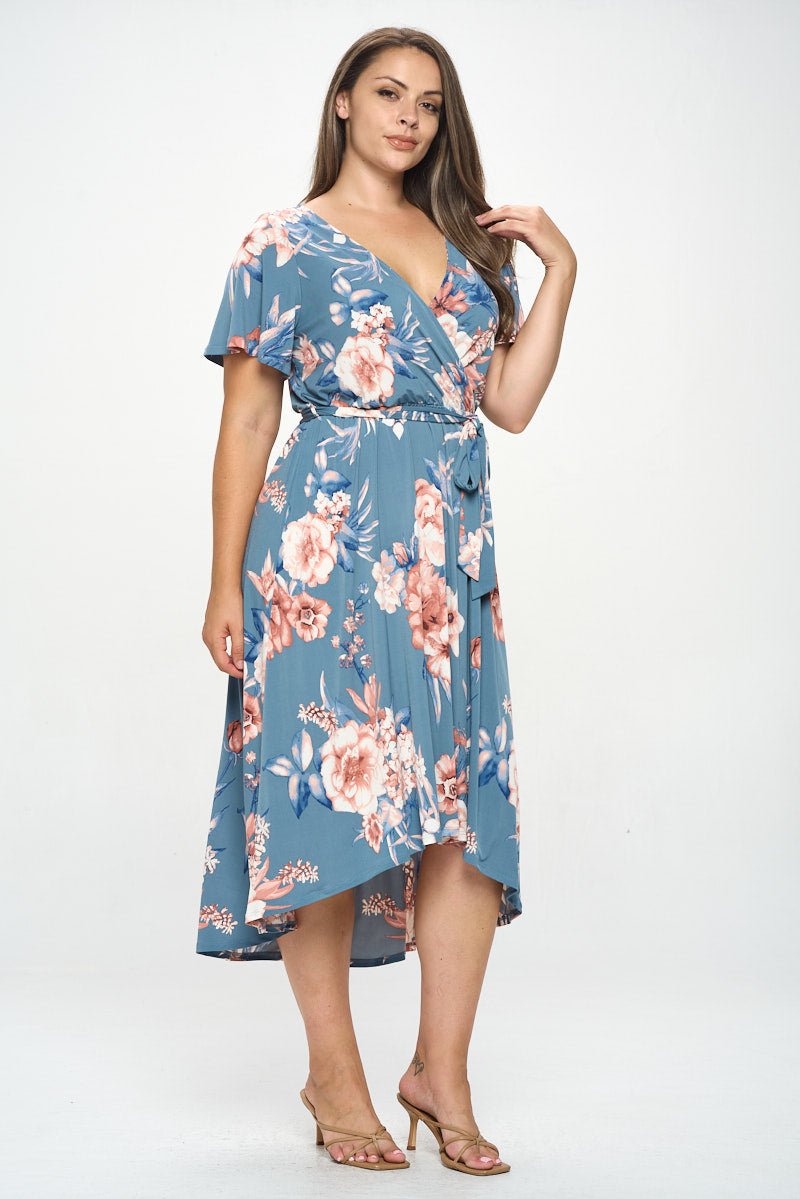 Image of West K Georgia Plus Size Wrap Dress Blue Floral