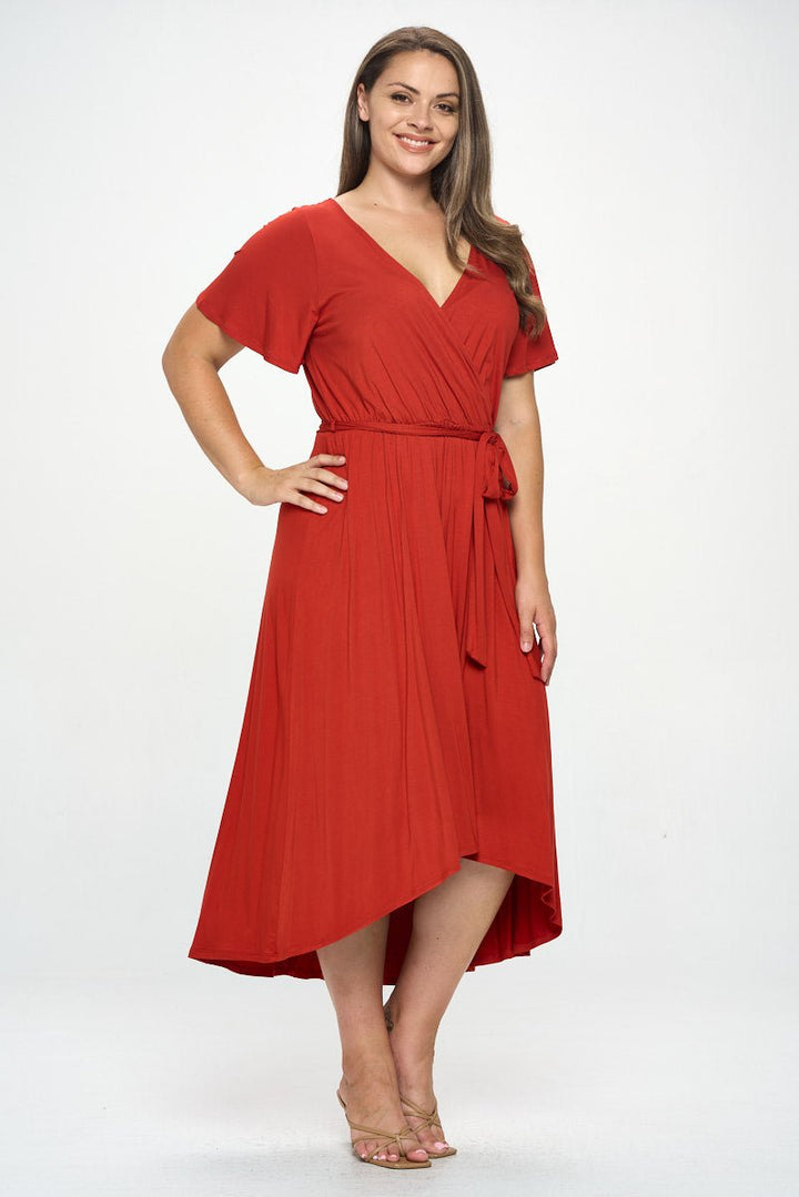 Image of West K Georgia Plus Size Wrap Dress Fine Rust