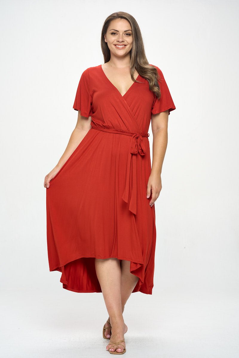 Image of West K Georgia Plus Size Wrap Dress Fine Rust