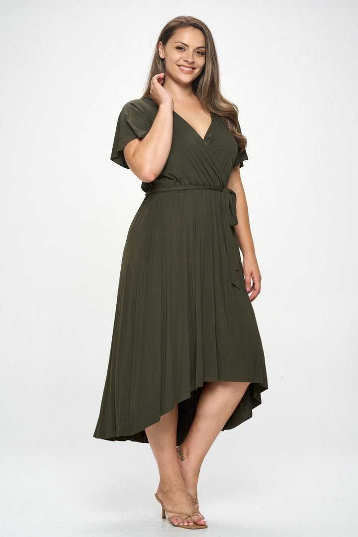 Image of West K Georgia Plus Size Wrap Dress Olive Green