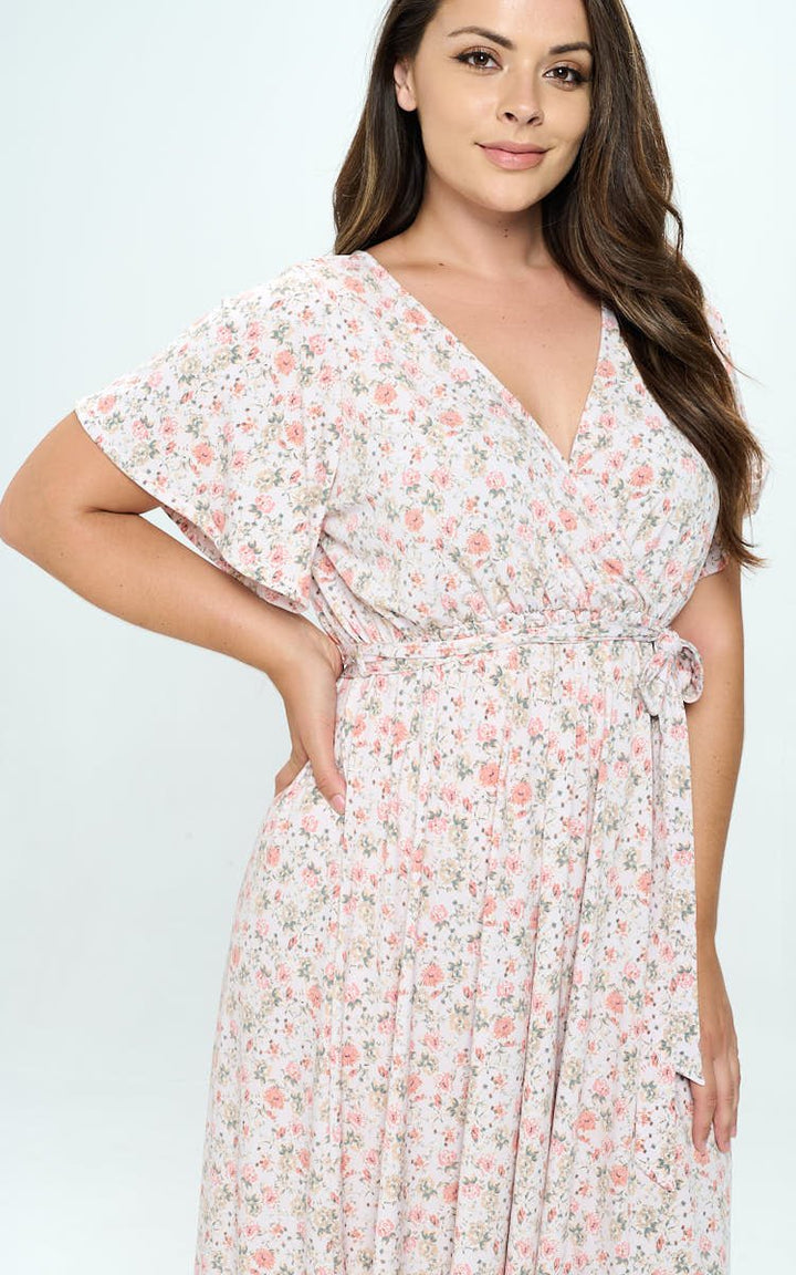 Image of West K Georgia Plus Size Wrap Dress Pink Ditzy Floral