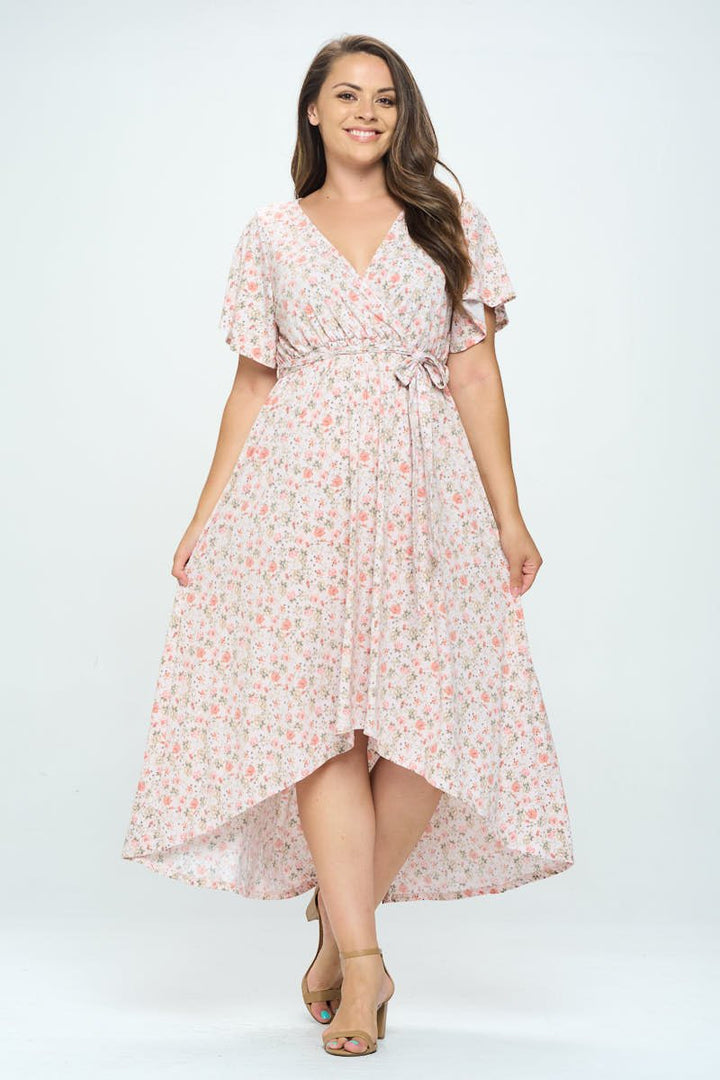 Image of West K Georgia Plus Size Wrap Dress Pink Ditzy Floral