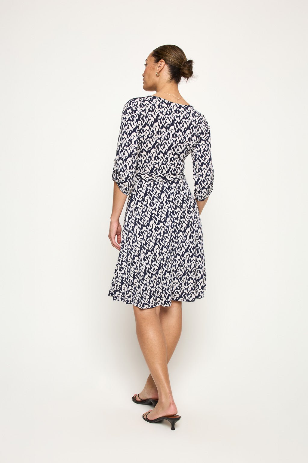 Image of West K Georgina Faux - Wrap Mini Dress Navy Abstract