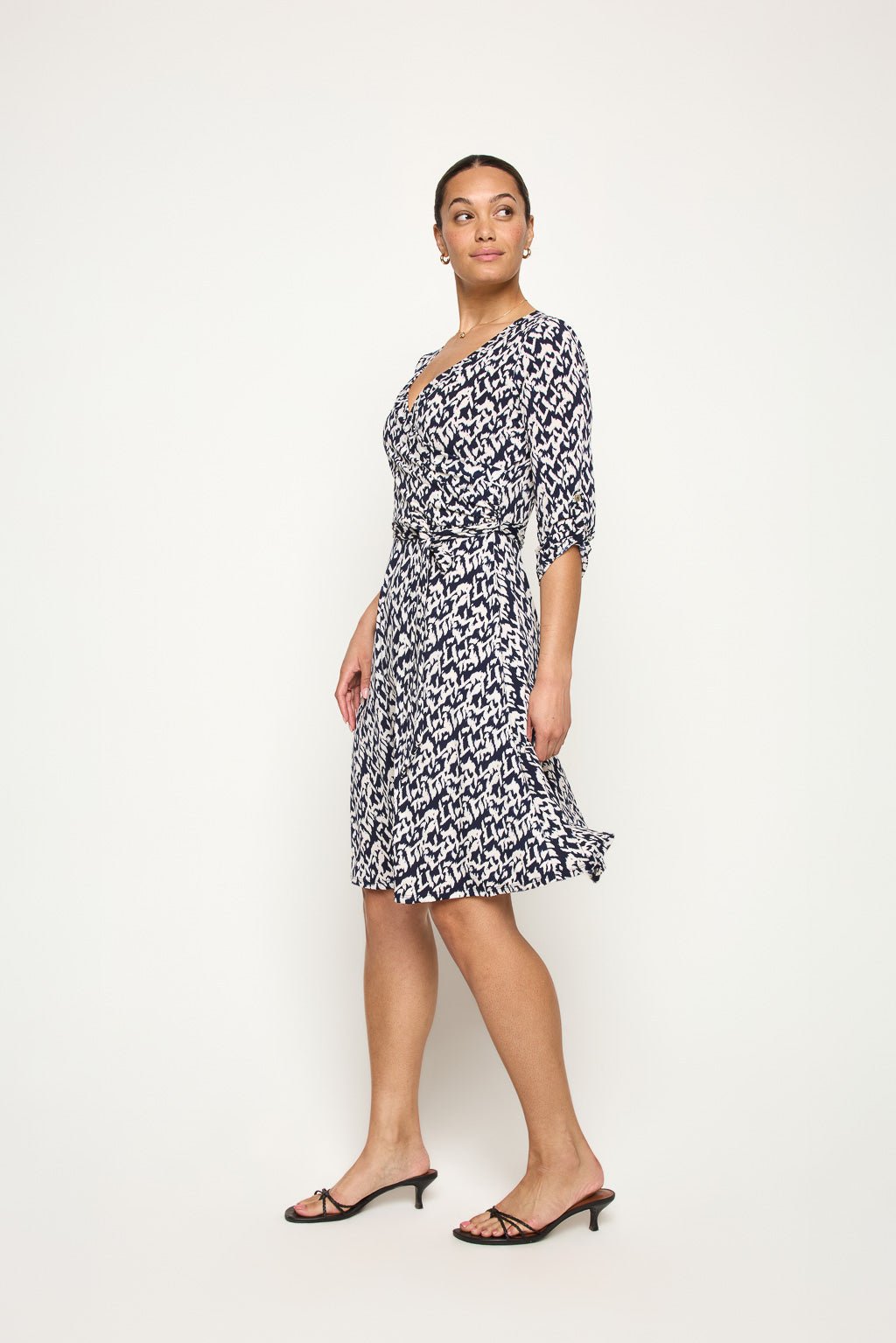 Image of West K Georgina Faux - Wrap Mini Dress Navy Abstract