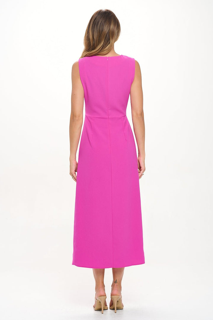 Image of West K Gloria Sleeveless Side Ruched Midi Dress magenta