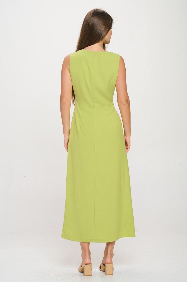 Image of West K Gloria Sleeveless Side Ruched Midi Dress Sage