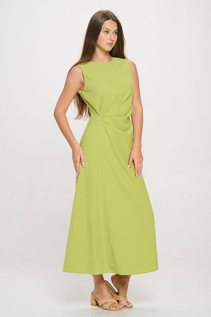 Image of West K Gloria Sleeveless Side Ruched Midi Dress Sage