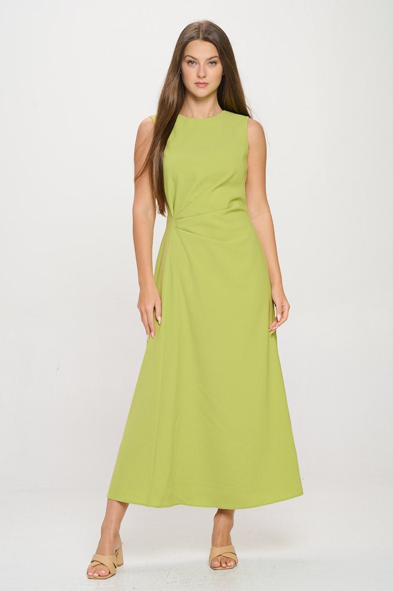 Image of West K Gloria Sleeveless Side Ruched Midi Dress Sage