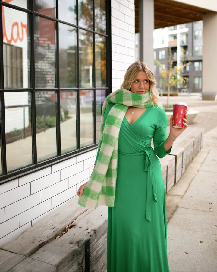 Image of West K Grace Faux - Wrap Maxi Dress with Tie Waist Kelly Green