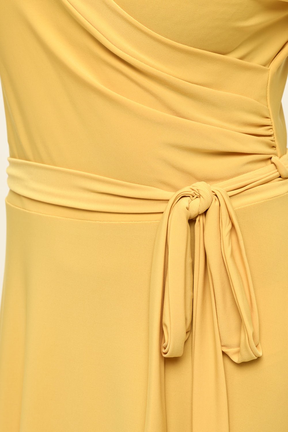 Image of West K Grace Faux - Wrap Maxi Dress with Tie Waist Mustard