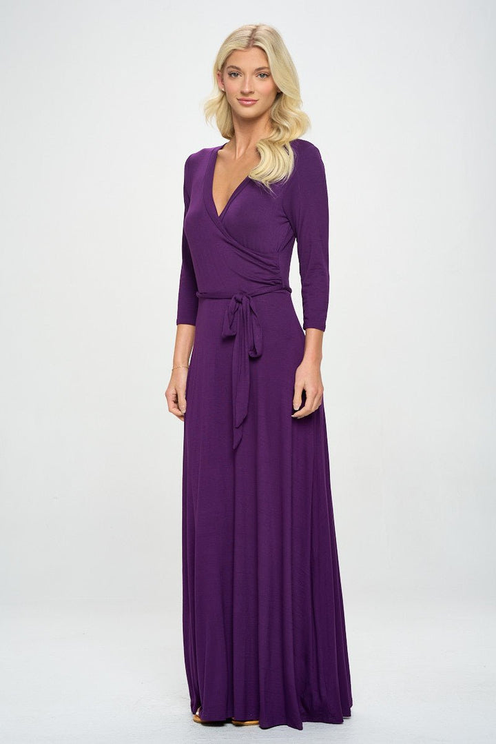 Image of West K Grace Faux - Wrap Maxi Dress with Tie Waist Plum