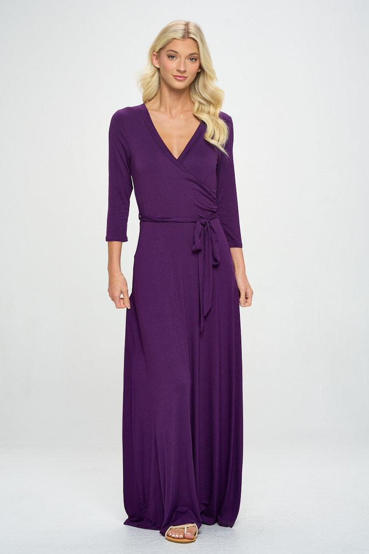 Image of West K Grace Faux - Wrap Maxi Dress with Tie Waist Plum