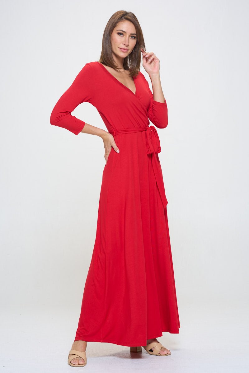 Image of West K Grace Faux - Wrap Maxi Dress with Tie Waist Red