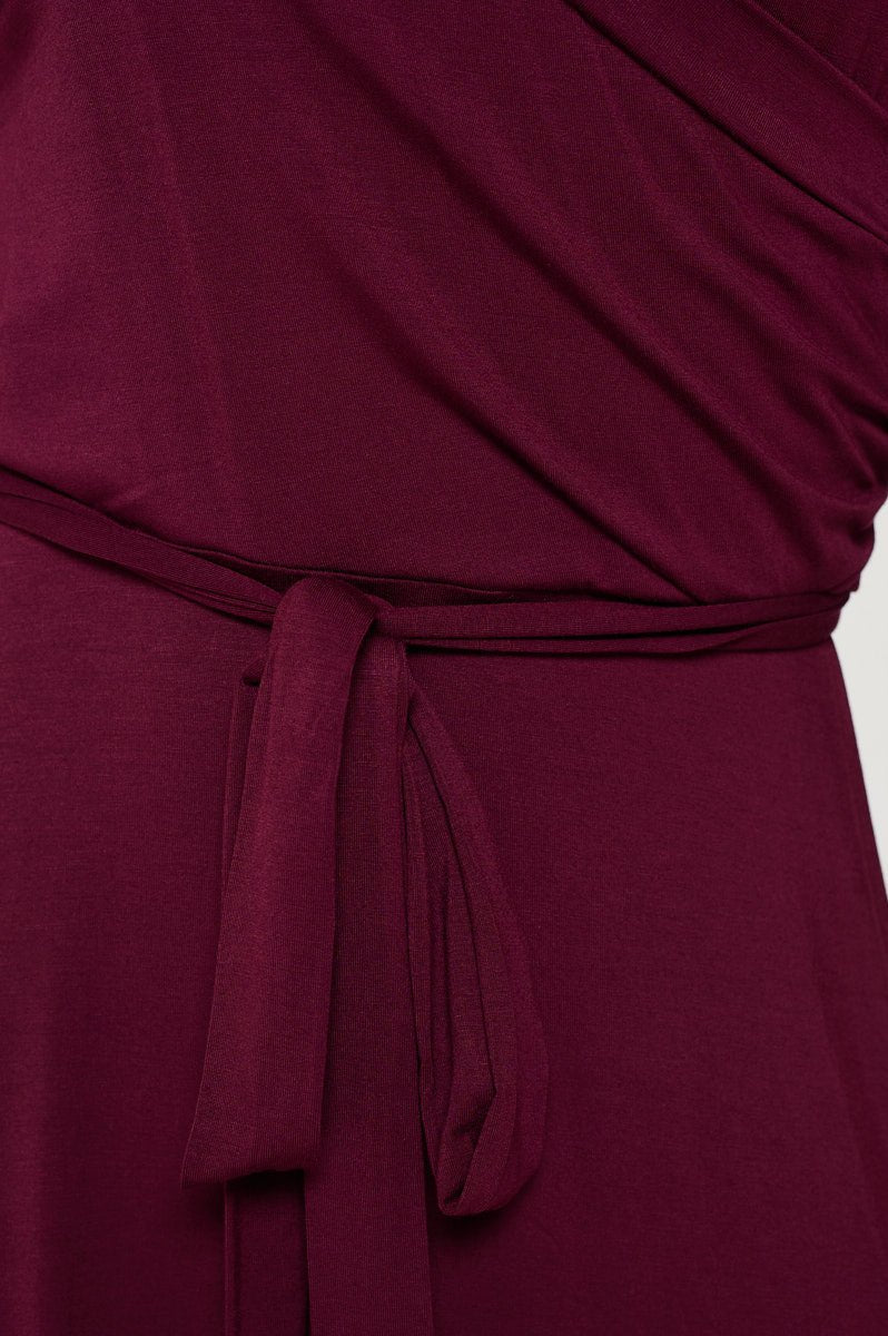 Image of West K Grace Faux - Wrap Maxi Dress with Tie Waist Wine