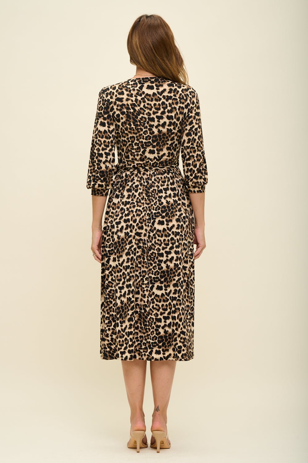 Image of West K Hadley Three Quarter Sleeve Full Wrap Dress Animal Print