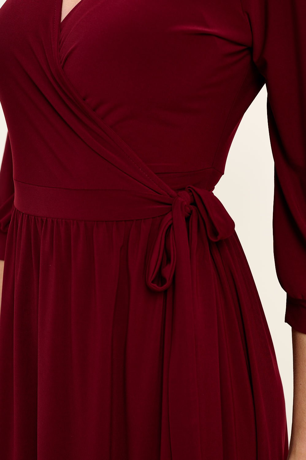 Image of West K Hadley Three Quarter Sleeve Full Wrap Dress Burgundy