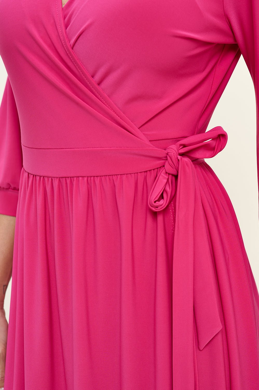 Image of West K Hadley Three Quarter Sleeve Full Wrap Dress Fuchsia