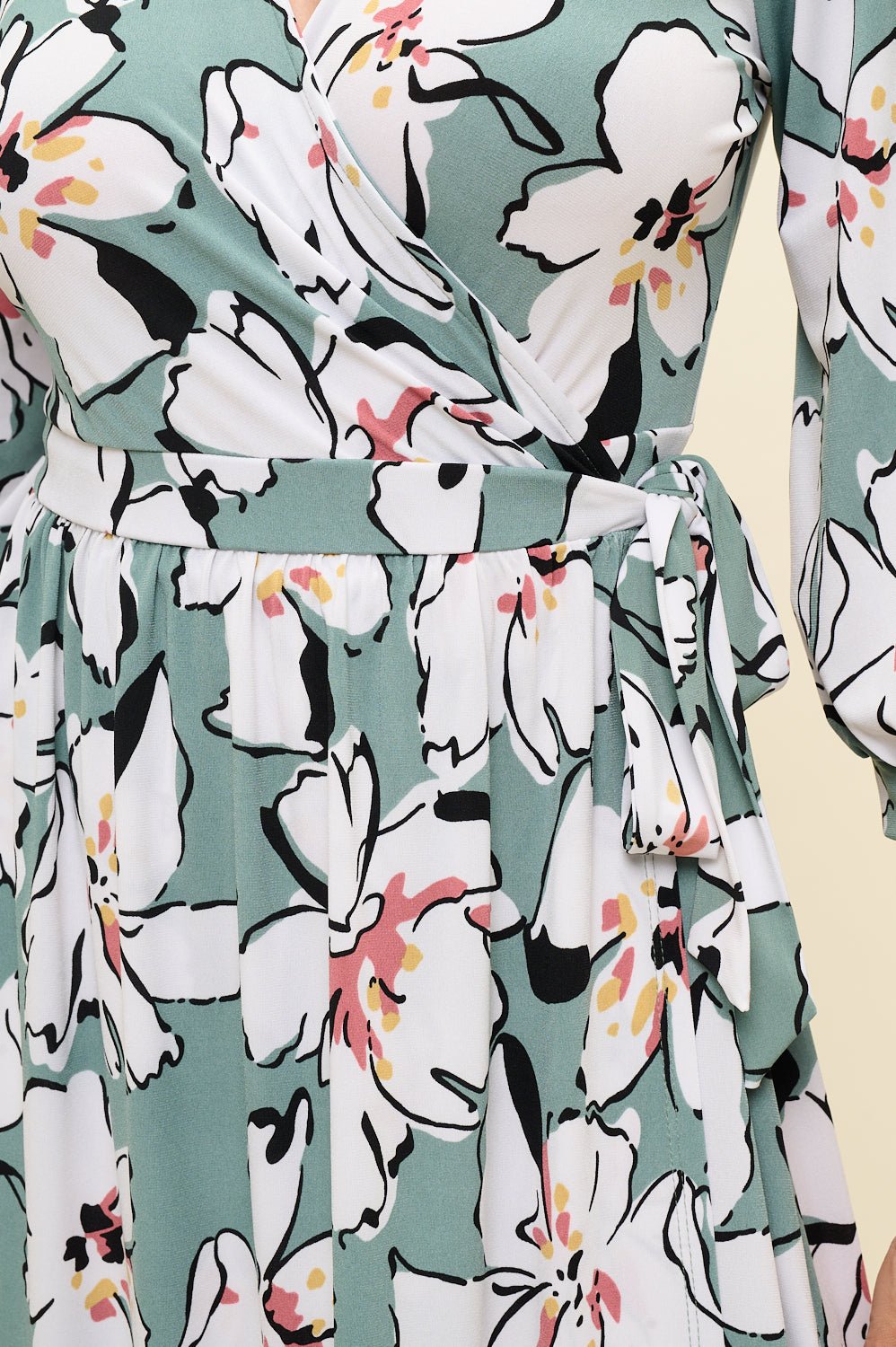 Image of West K Hadley Three Quarter Sleeve Full Wrap Dress Sage Floral