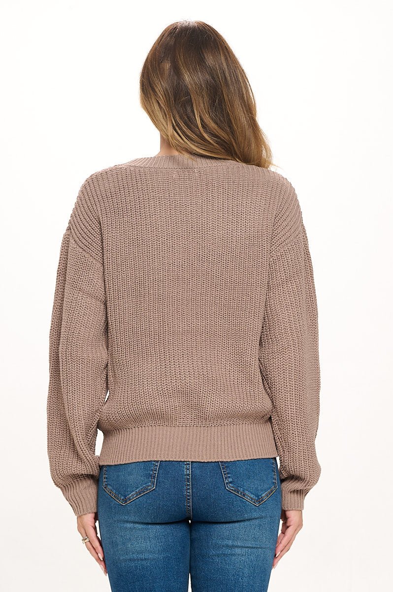 Image of West K Hailey Long Sleeve Round Neck Sweater Taupe