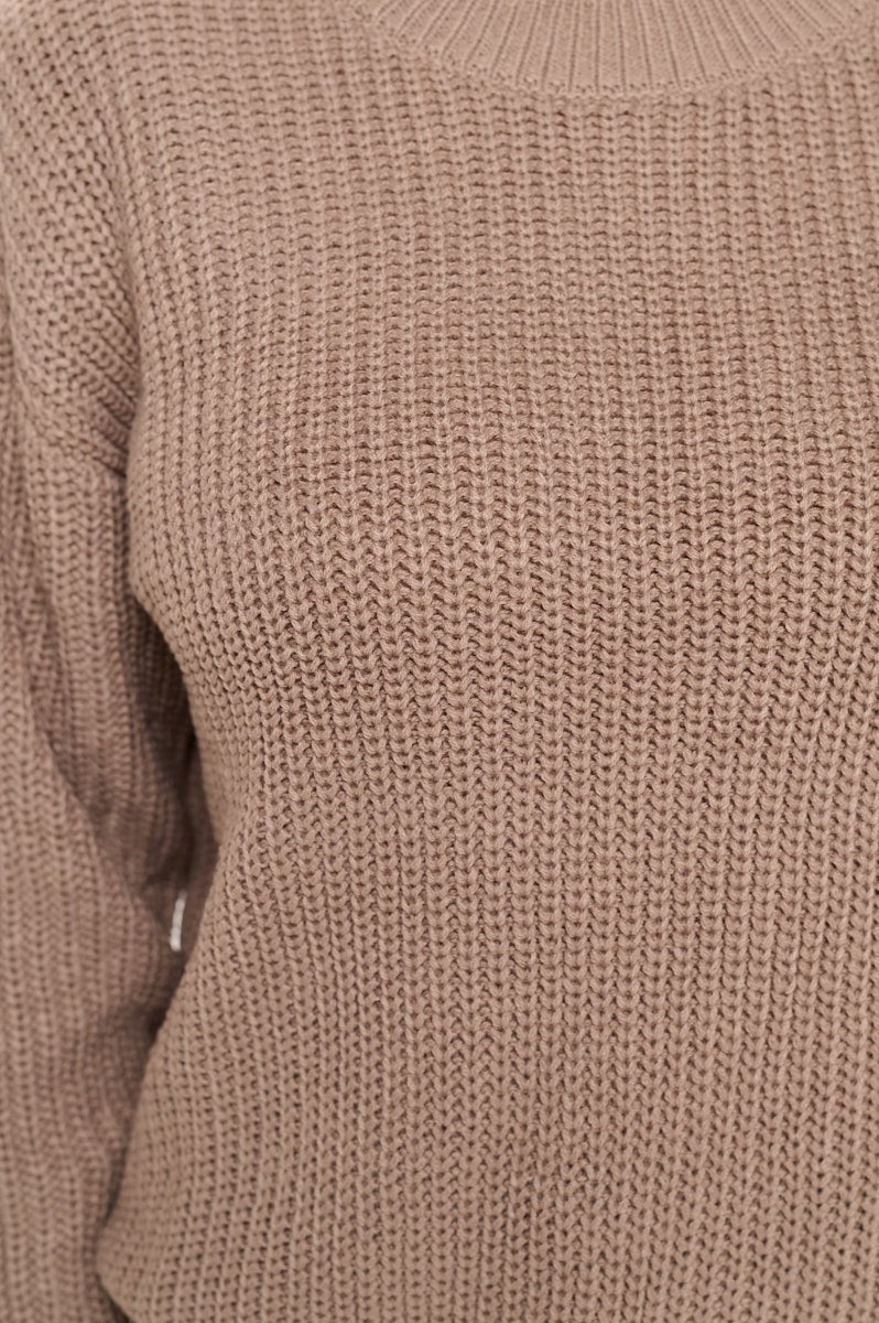 Image of West K Hailey Long Sleeve Round Neck Sweater Taupe