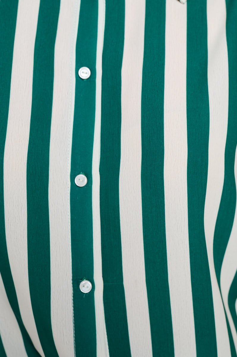 Image of West K Helen Short Sleeve Button Down Shirt Green White Stripe