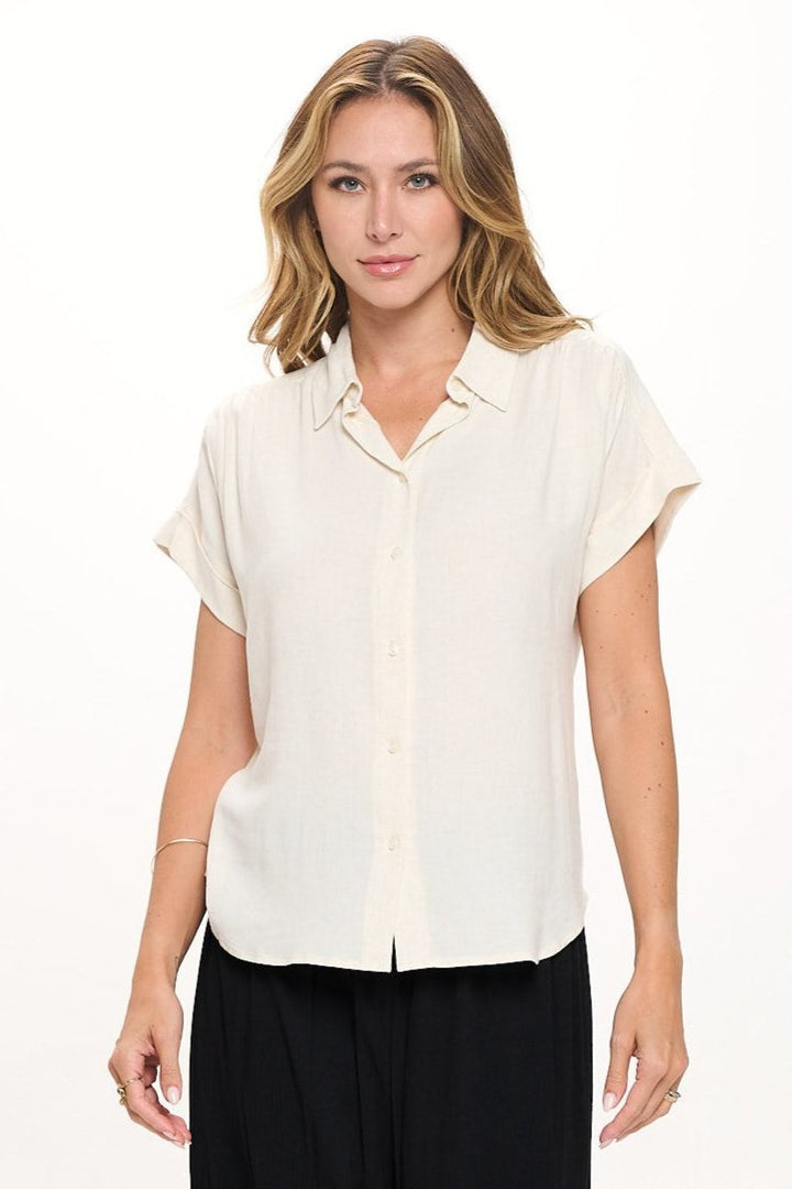 Image of West K Helen Short Sleeve Button Down Shirt Ivory