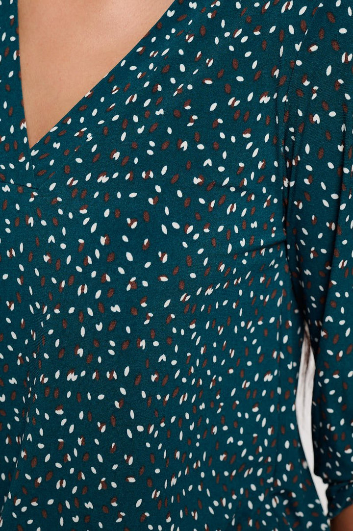 Image of West K Hollie Roll - tab Sleeve Knit Blouse Teal Speckles