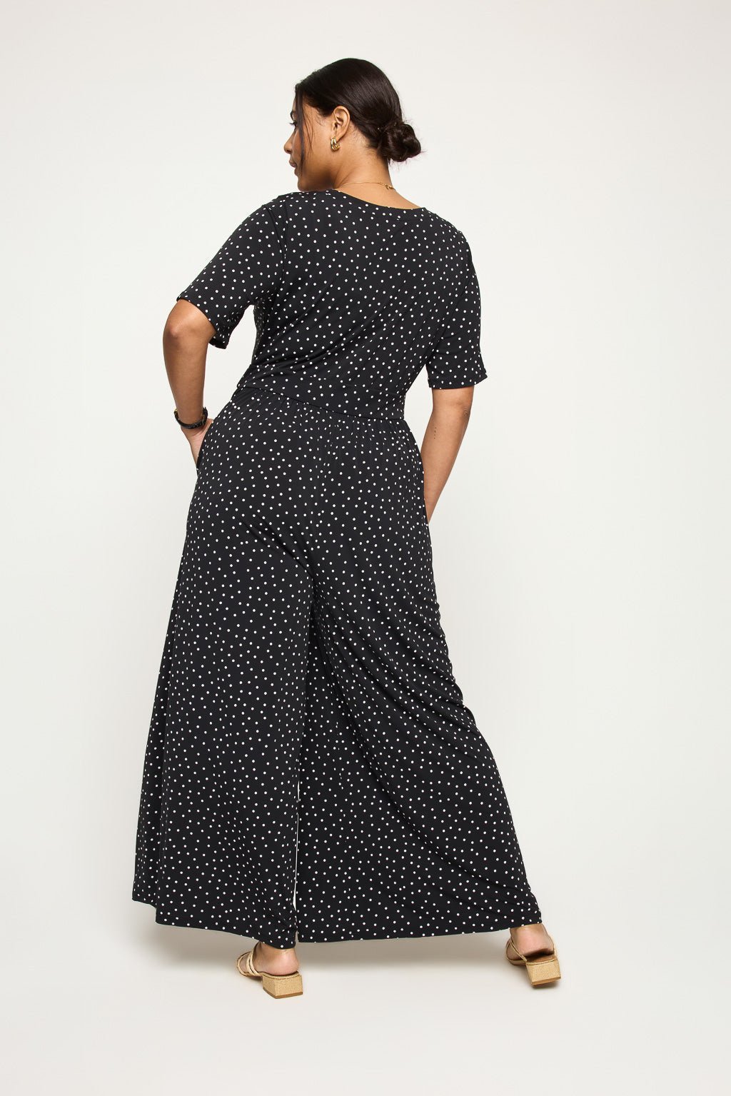 Image of West K Jana Plus Size Jumpsuit Black Dots