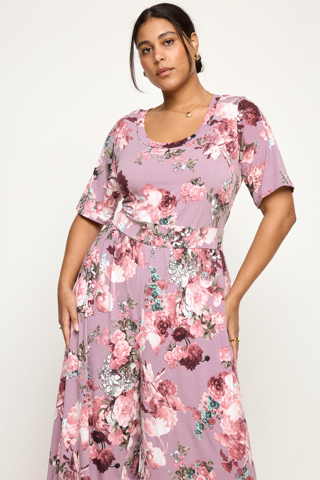 Image of West K Jana Plus Size Jumpsuit Mauve Floral