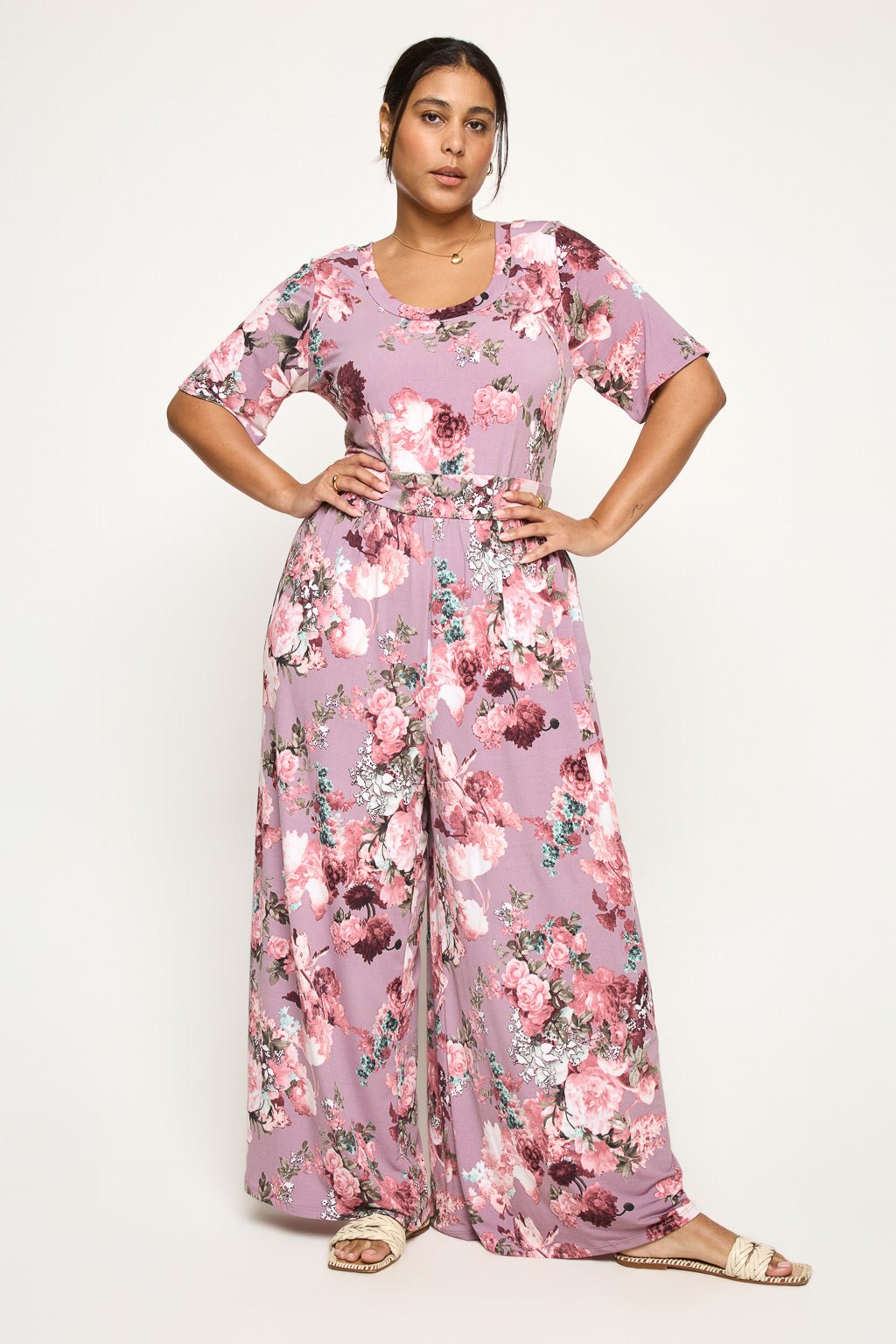 Image of West K Jana Plus Size Jumpsuit Mauve Floral