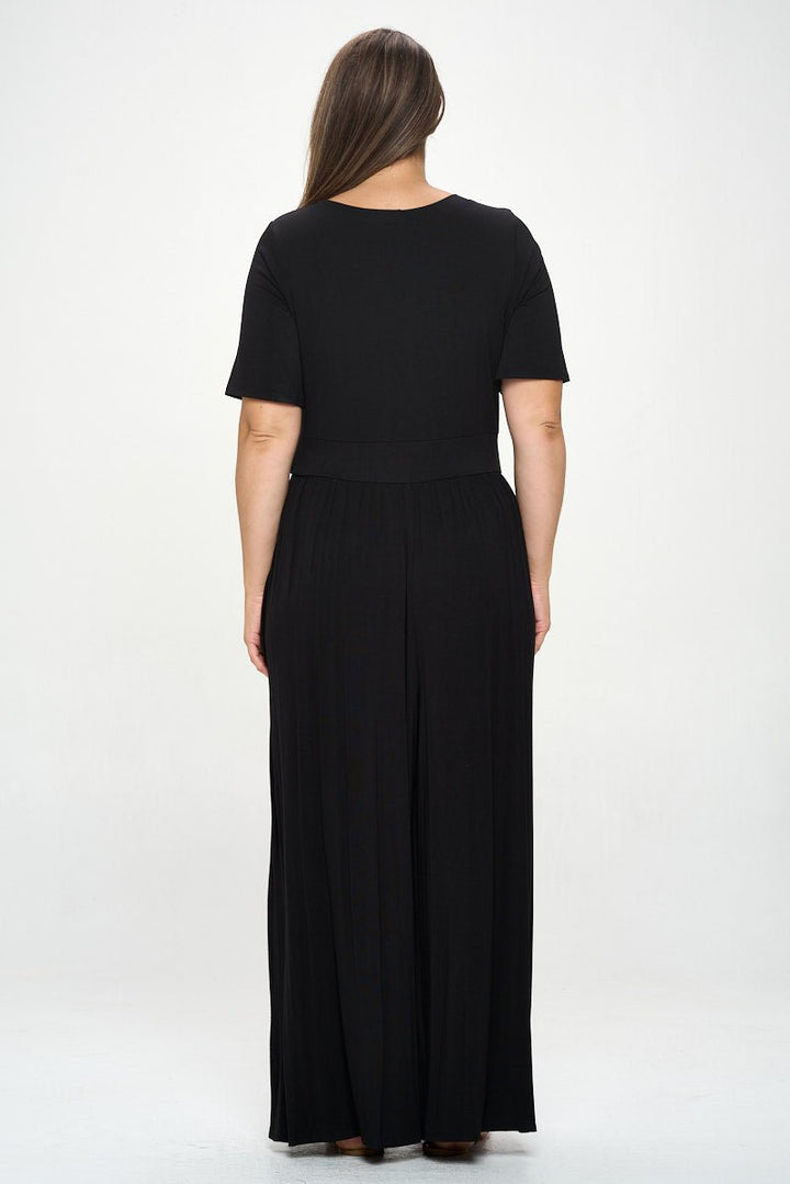 Image of West K Jana Plus Size Short Sleeve Knit Jumpsuit Black