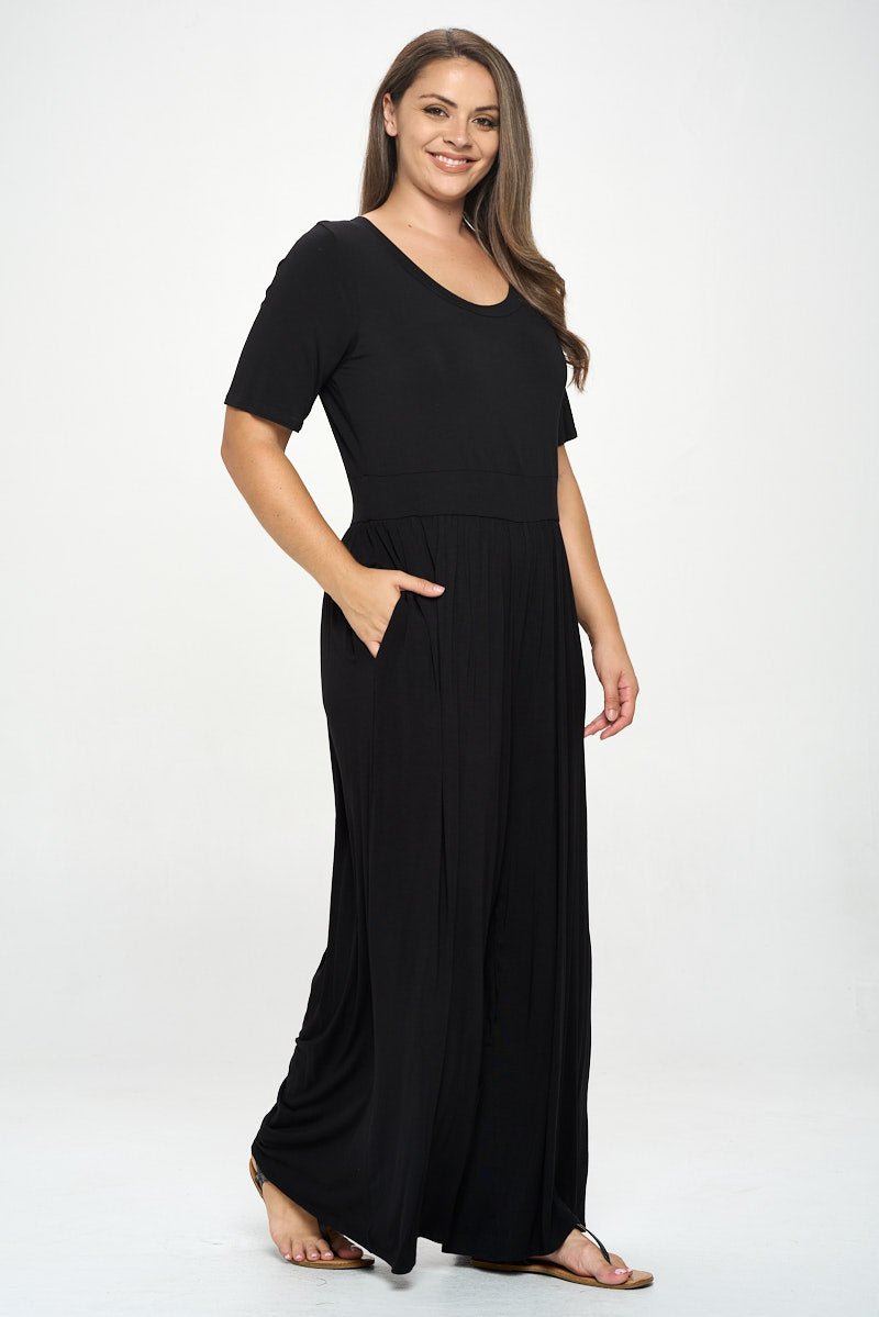 Image of West K Jana Plus Size Short Sleeve Knit Jumpsuit Black