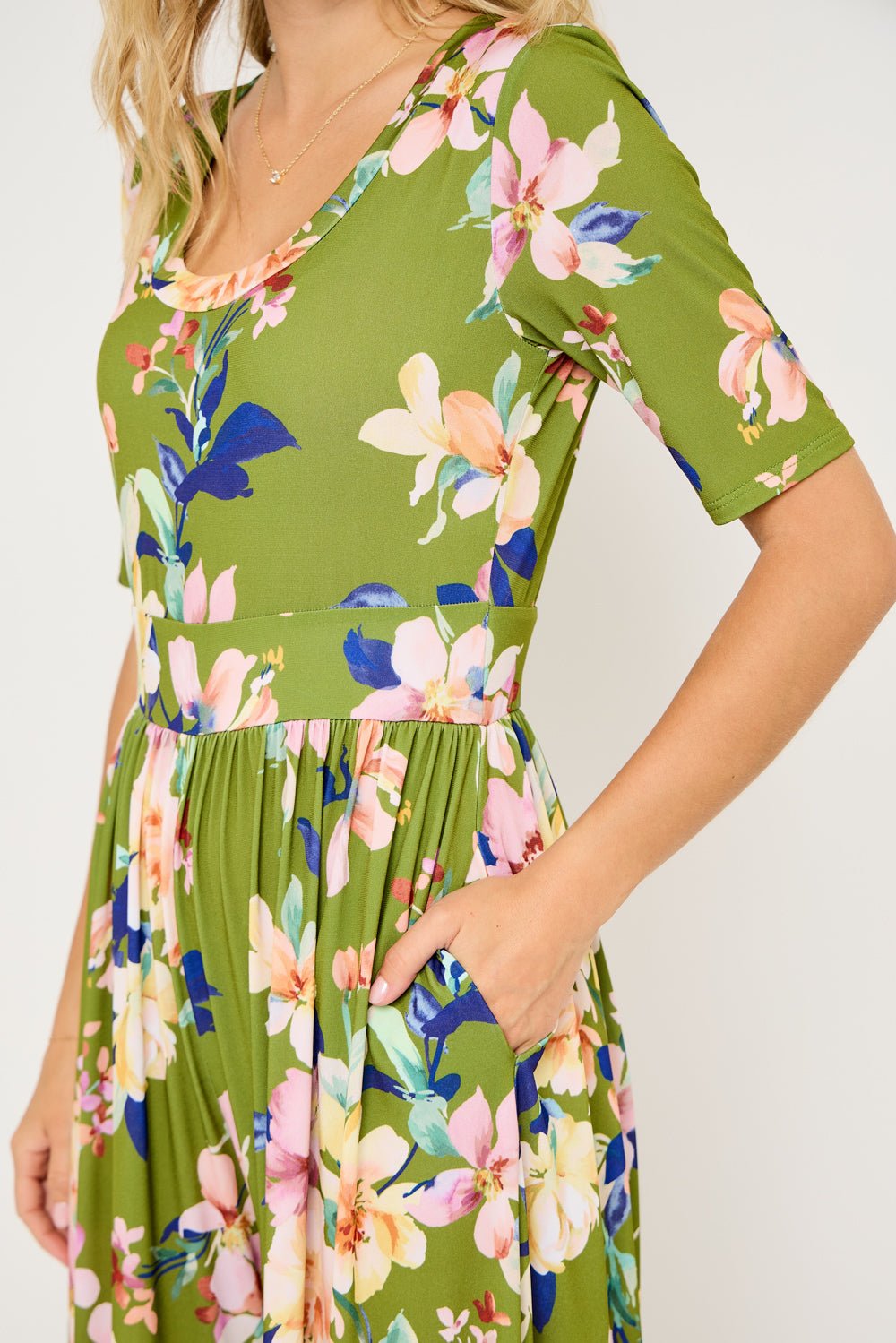 Image of West K Jana Printed Knit Jumpsuit Army Green Floral