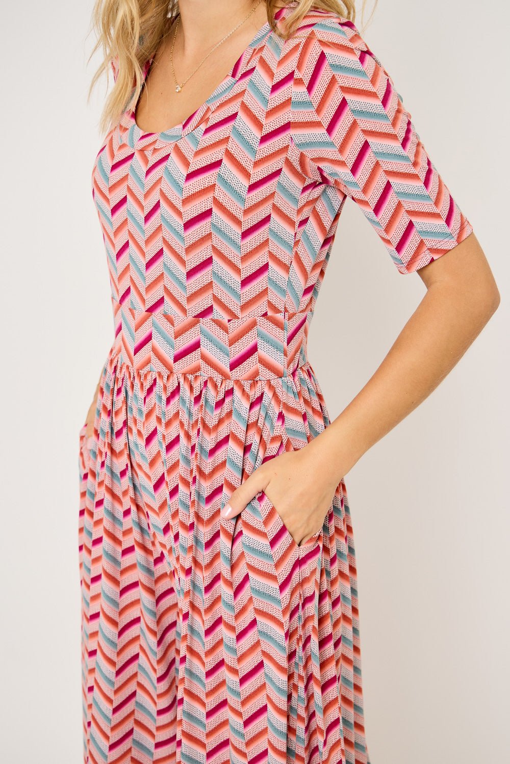 Image of West K Jana Printed Knit Jumpsuit Chevron Multi